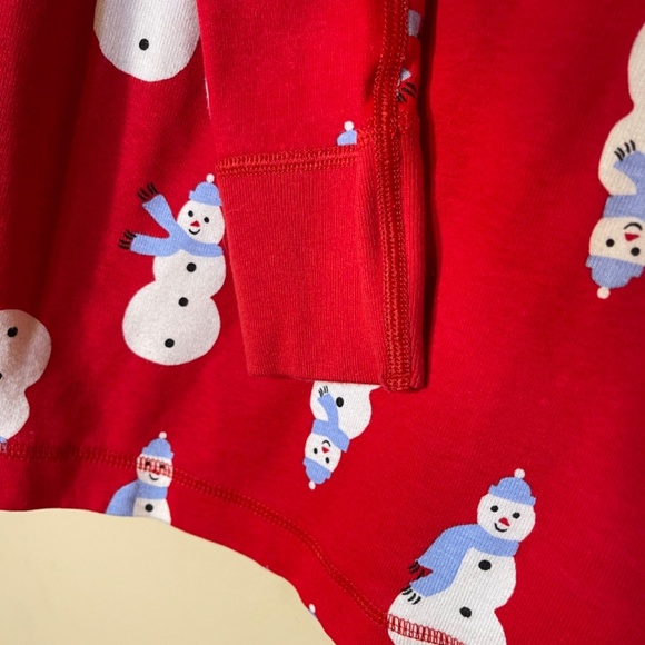 Red Snowman Print Long Sleeve Shirt christmas pj top - Picture 6 of 10